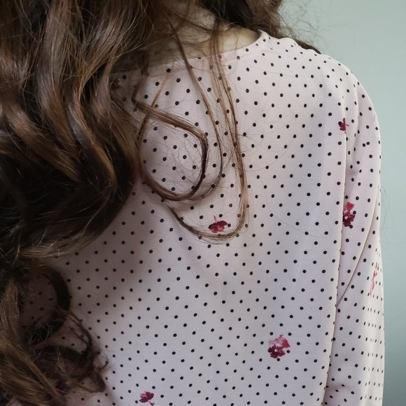 Ivanka Trump Blush Pink Mini Polka Dot & Roses Top - Picture 4 of 7